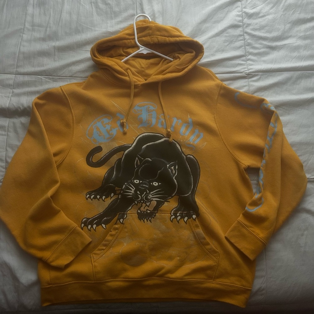Ed Hardy Mustard Hoodie with Panther Graphic